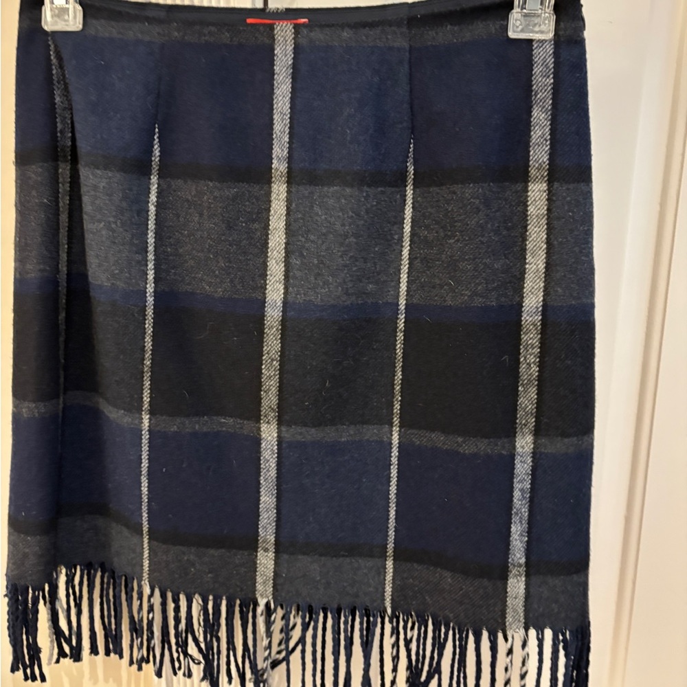 Etcetera Plaid Fringe Short Women's Wool Skirt